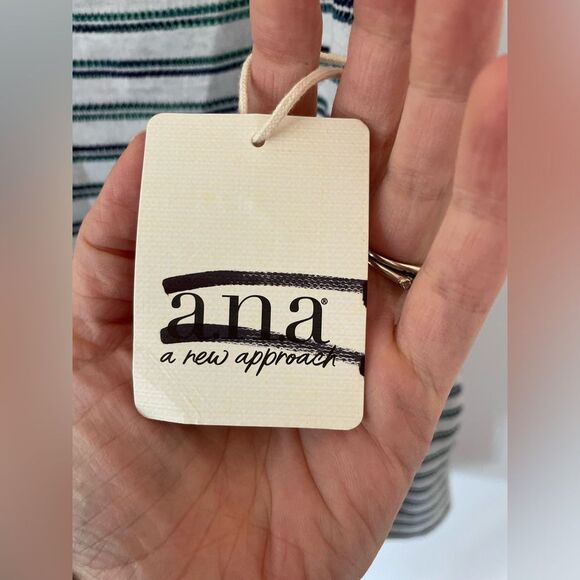 a.n.a Womens Multicolor Striped Flowy Tank Top, 
White/Green/Black Size M  NEW - Picture 3 of 7